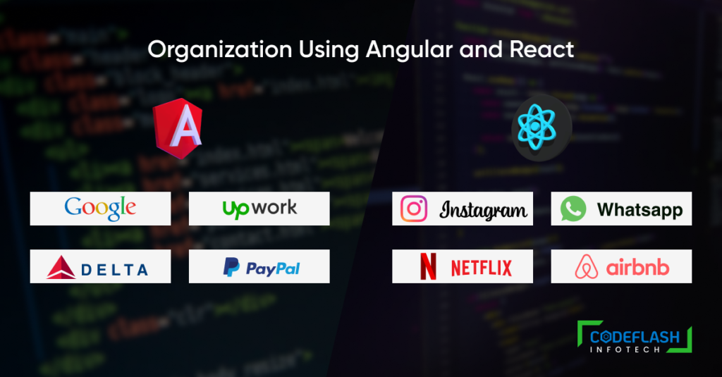 top companies using angular and react